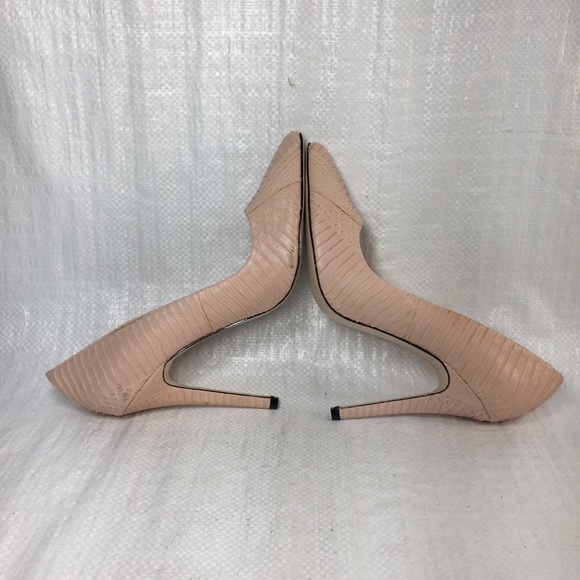 Tamar Blush Pink Lizard Leather Pointed High Heels - Picture 5 of 12